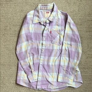 Levi's Girls Lavender and Yellow Plaid Shirt